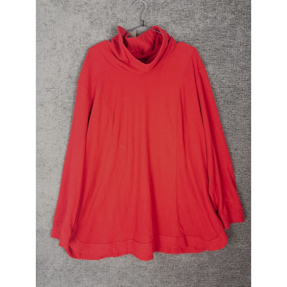 NWT J Jill Scarlet Pullover Womens 3X Red Solid Cowl Neck Relaxed‎ Sueded